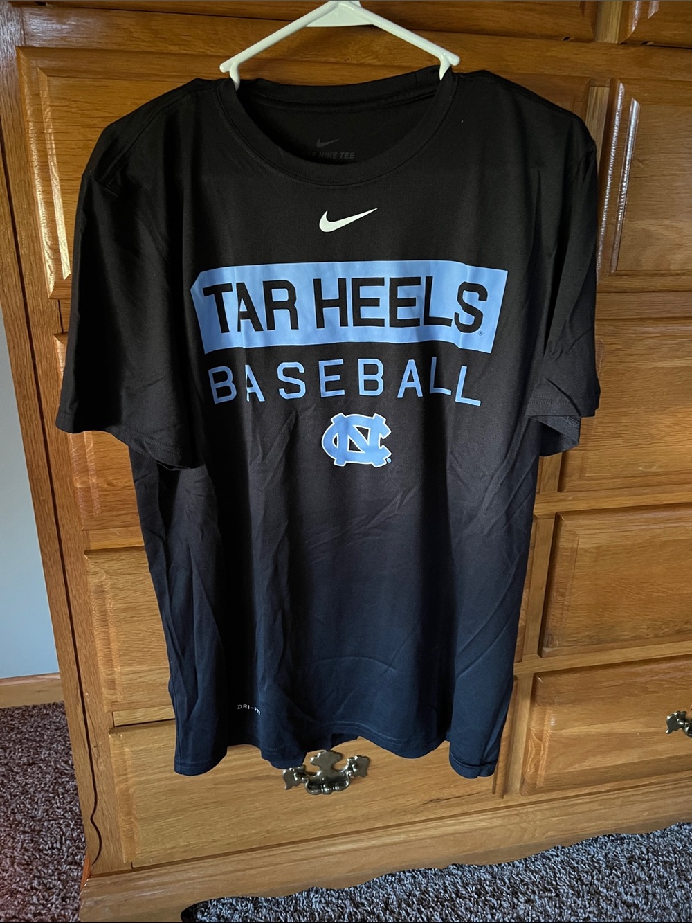 Nike Black Tee with Carolina Blue Tar Heels Baseball Graphics